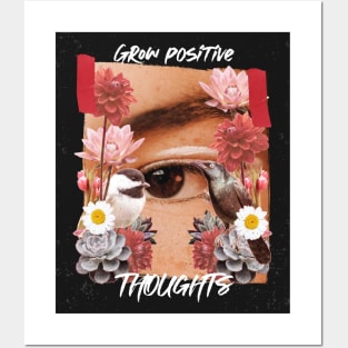 Grow Positive Thoughts Grunge Graphic Posters and Art